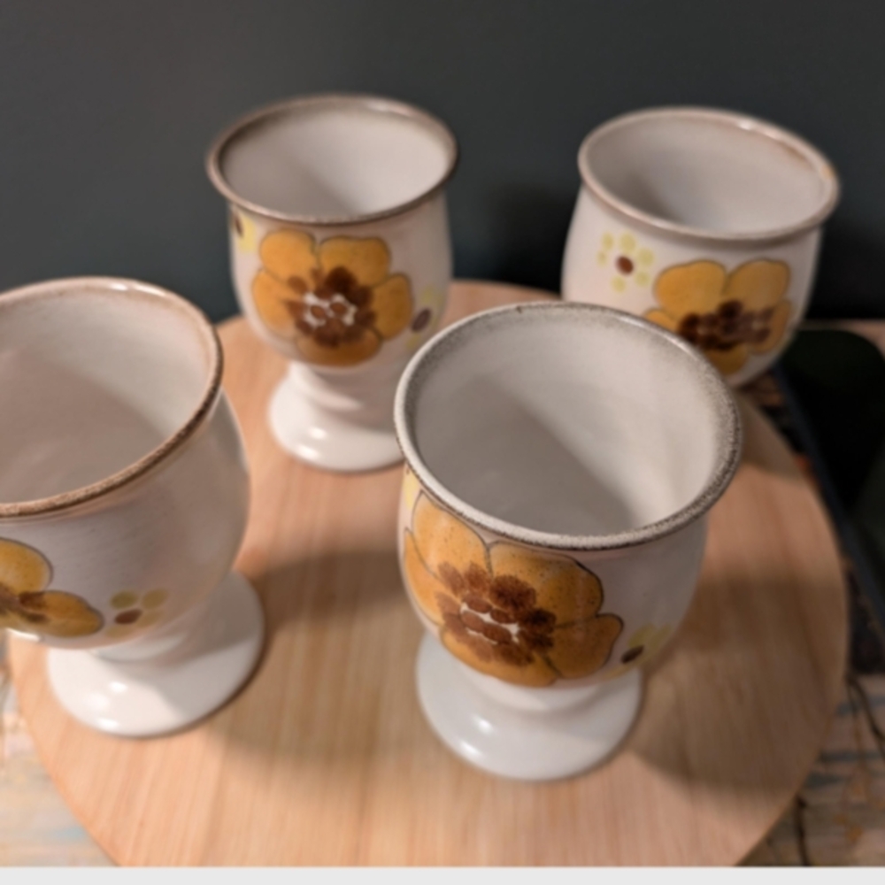 Denby Ceramic Goblets with Floral Design